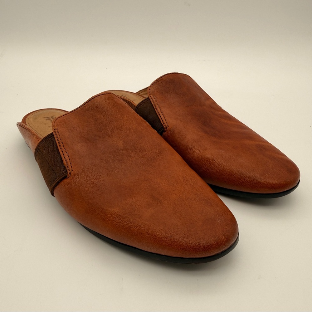 Frye Womens Terri Gore Mule Size 7.5 M Cognac Tan Leather Slip On Shoe Artisan